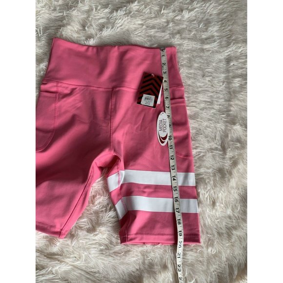 Women Pockets Biker Shorts Size L TKO High Waist Tummy Control Pink - Picture 9 of 12